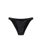 black bikini bottom with cream polka dots