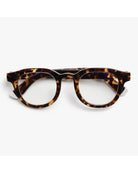 eyeglasses with a tortoise frame