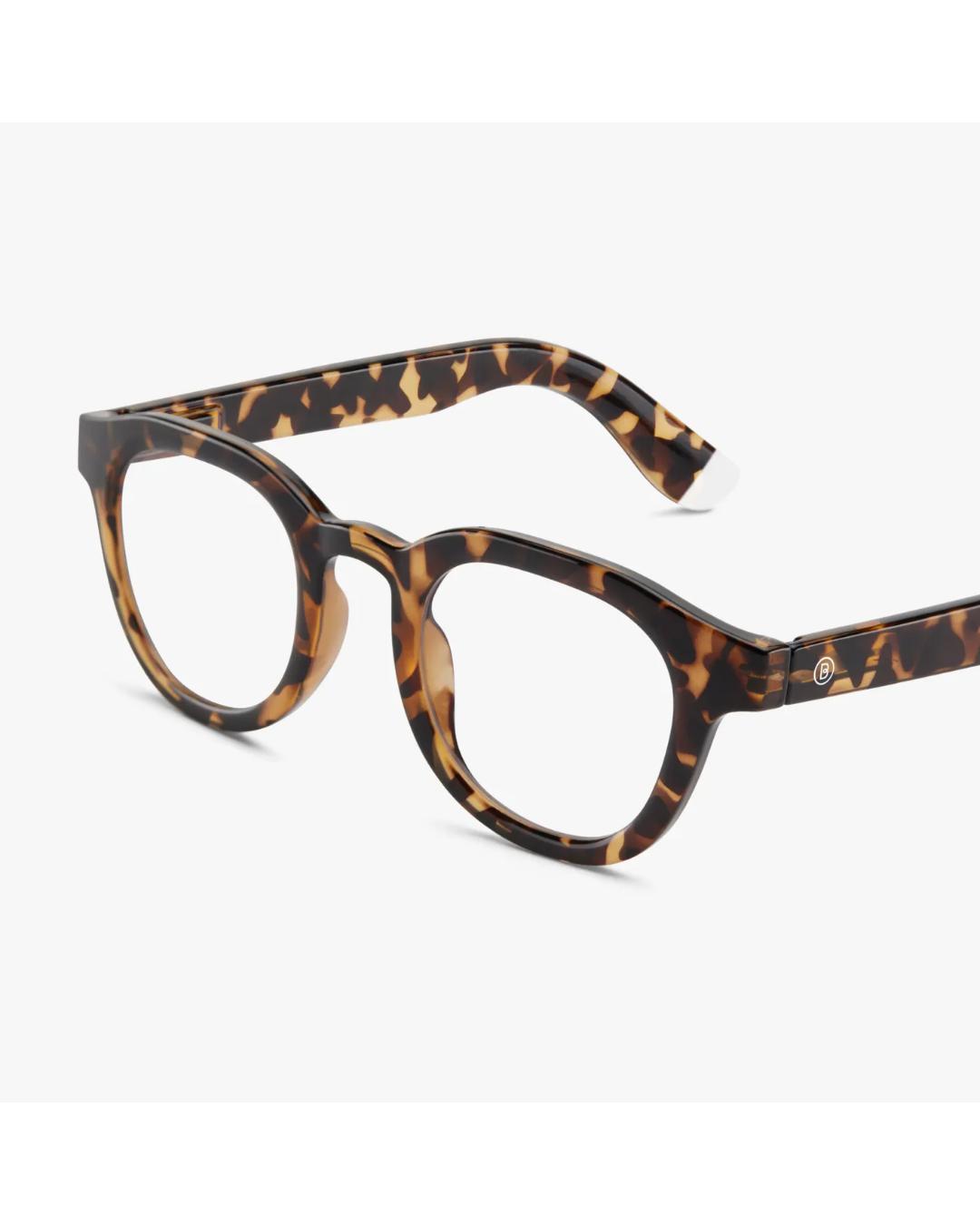 eyeglasses with a tortoise frame