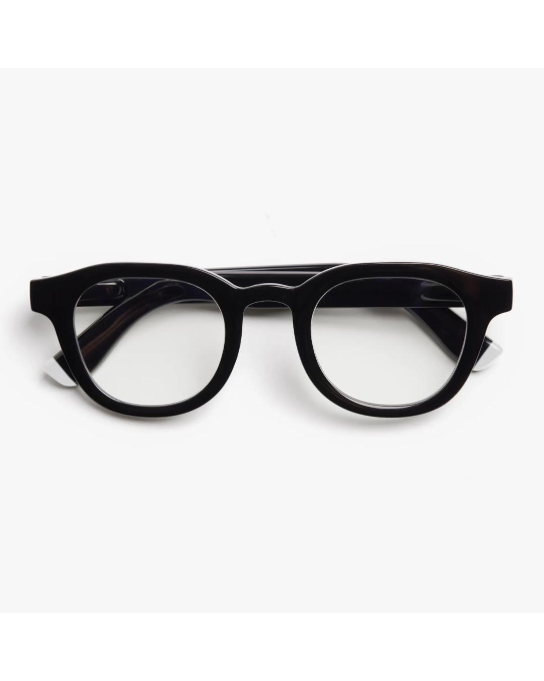 eyeglasses with a black lense