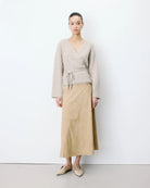 wrap cardigan in grey beige
