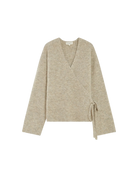 wrap cardigan in grey beige