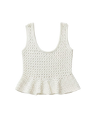 kbit white tank top with peplum bottom