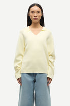 long sleeve polo sweater in yellow