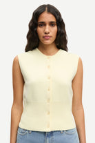 sleeveless cardigan in yellow