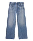 wide straight leg medium wash denim pants