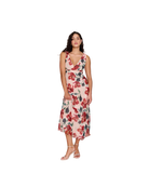 midi dress cut on the bias in red florals