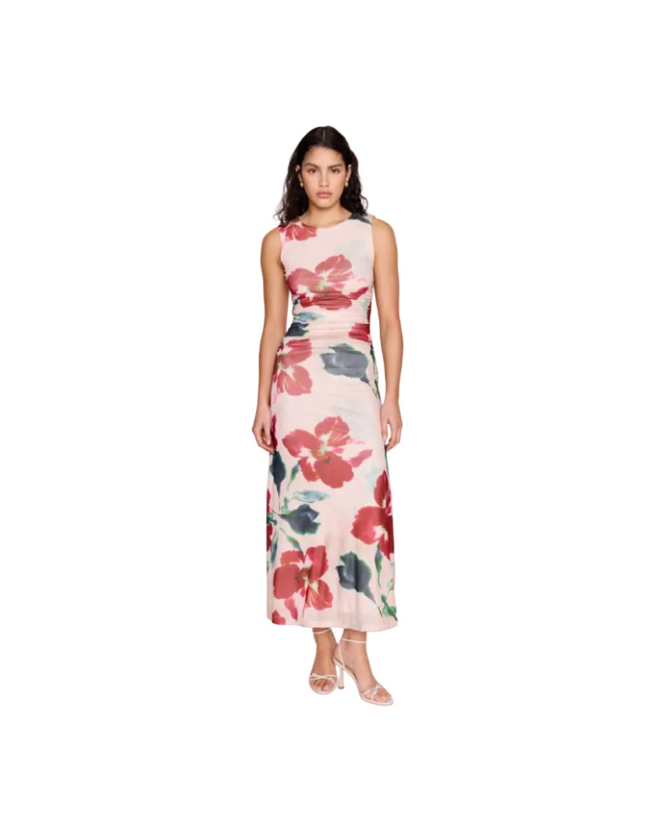 mini mesh dress with red florals
