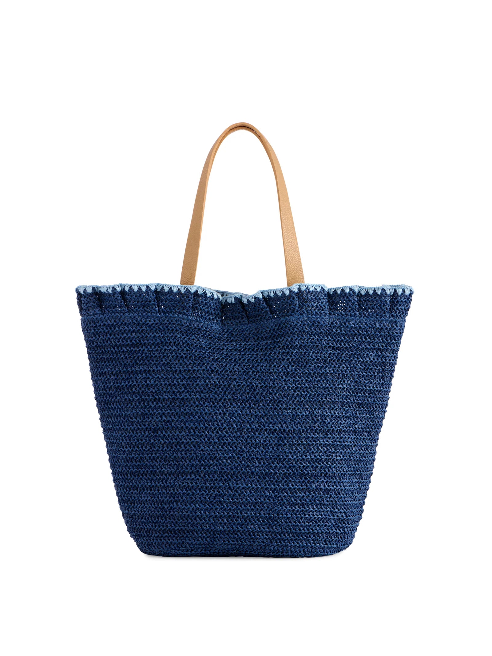 navy straw tote