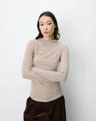 long sleeve mock neck stripe top