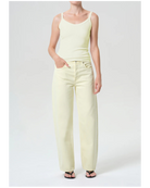 wide leg denim pant in light yellow