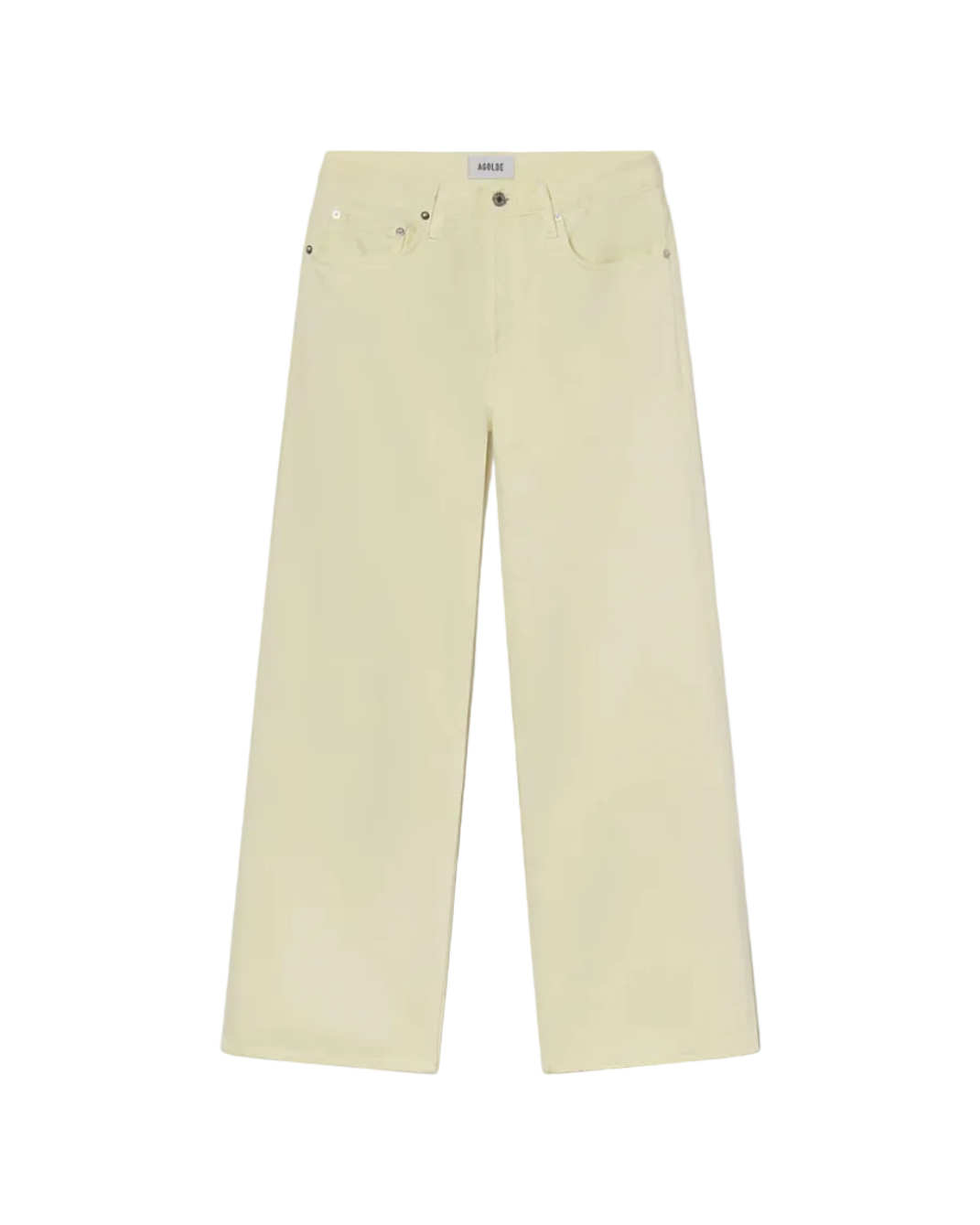 wide leg denim pant in light yellow