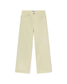 wide leg denim pant in light yellow