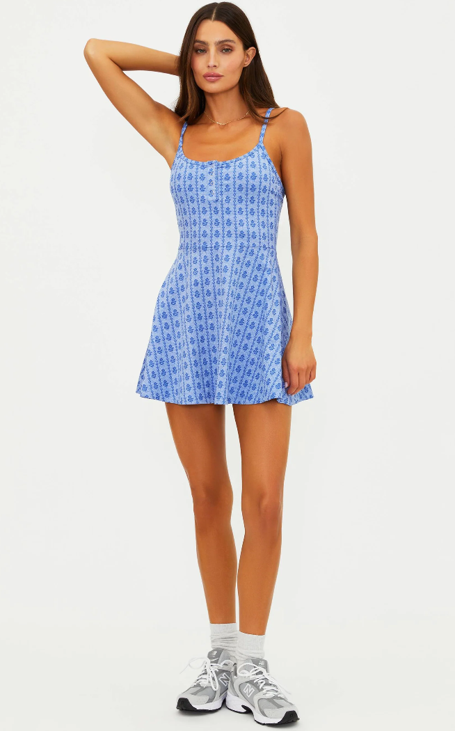 mini dress in a pattern blue