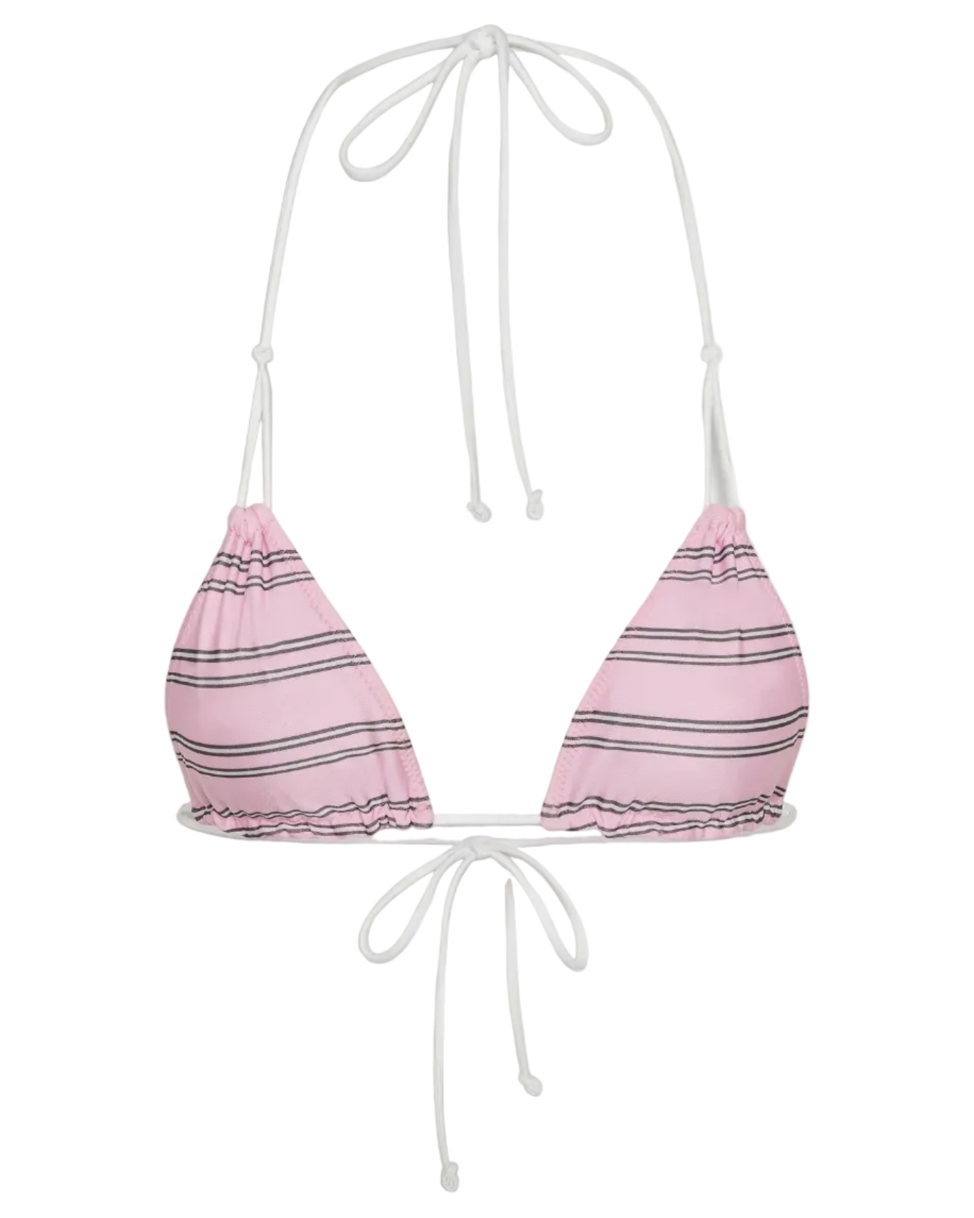 stripe bikini top in pink and white