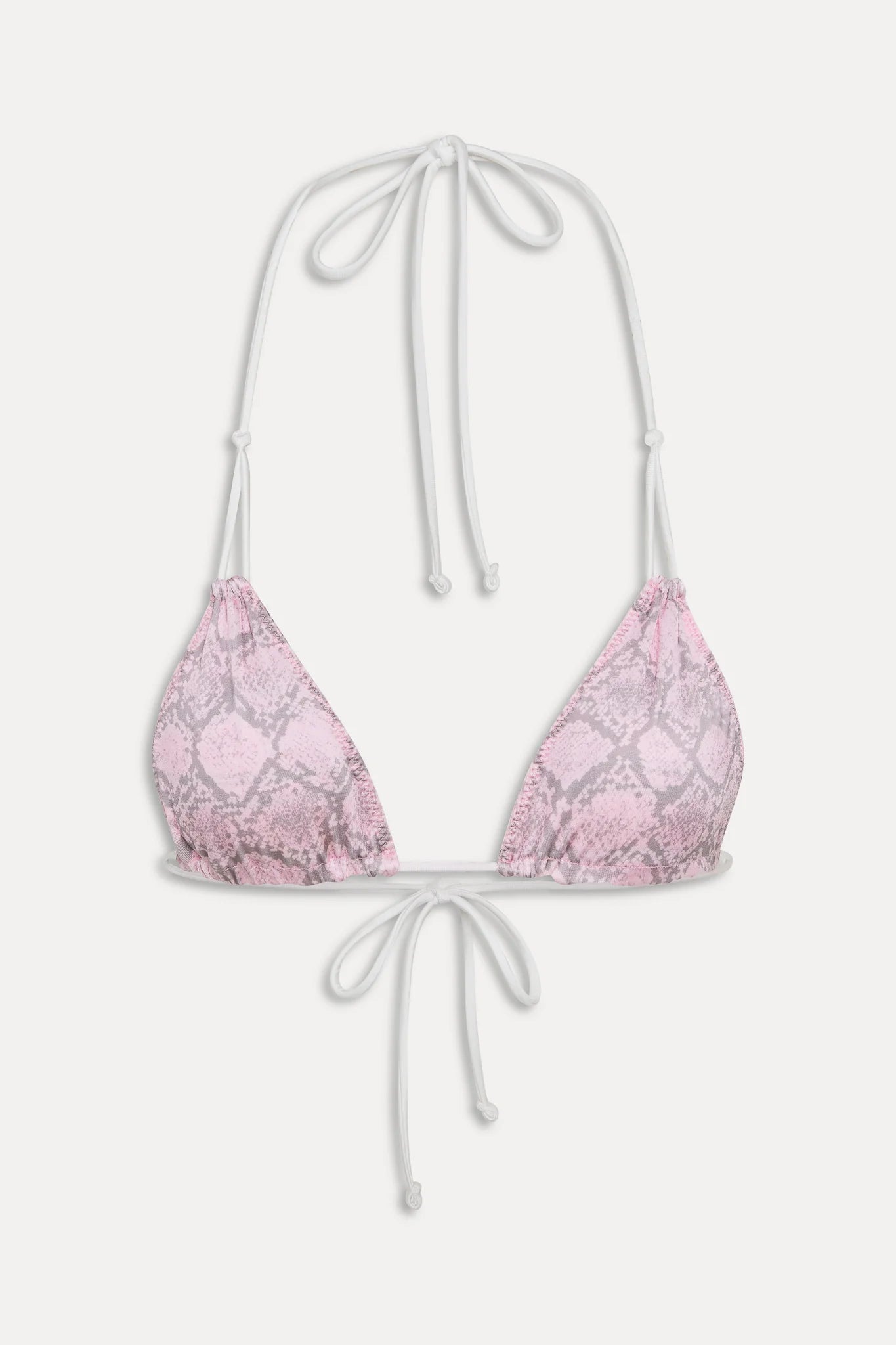 stripe bikini top in pink and white