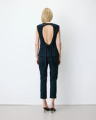 suiting top in navy and pinstripe
