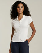 white short sleeve polo button up