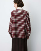 brown and cream striped polo long sleeve
