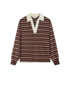 brown and cream striped polo long sleeve