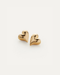 gold heart button earring