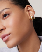 gold heart button earring