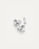 large silver heart button earring