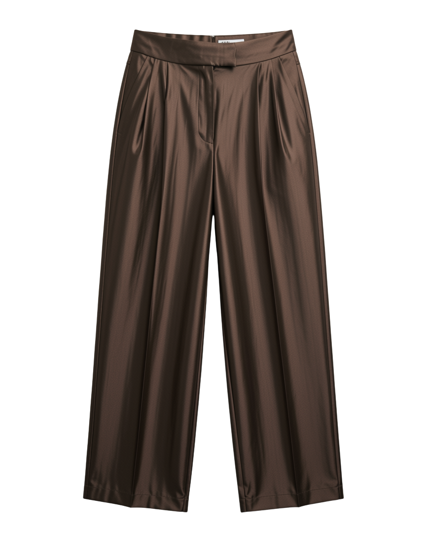 wide leg tailored pant in brown