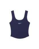 crop navy tank top with fish embroidery 