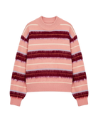 pink and burgundy striped sweater