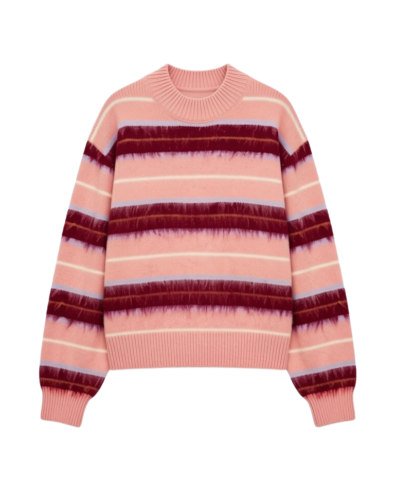 pink and burgundy striped sweater