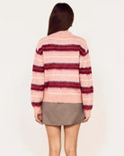 pink and burgundy striped sweater