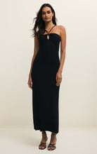 black midi dress with halter straps