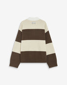 brown and cream thick stripe polo sweater 