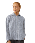 linen blouse blue and white stripe