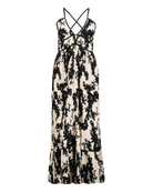 black and cream floral print maxi dress