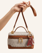 mohair purse with brown leather