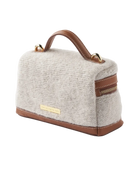 mohair purse with brown leather