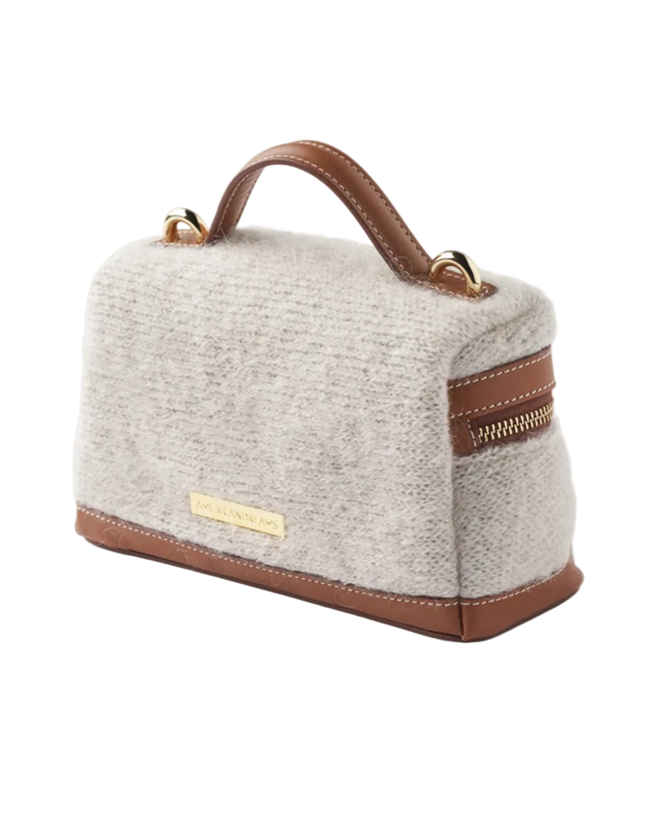 mohair purse with brown leather