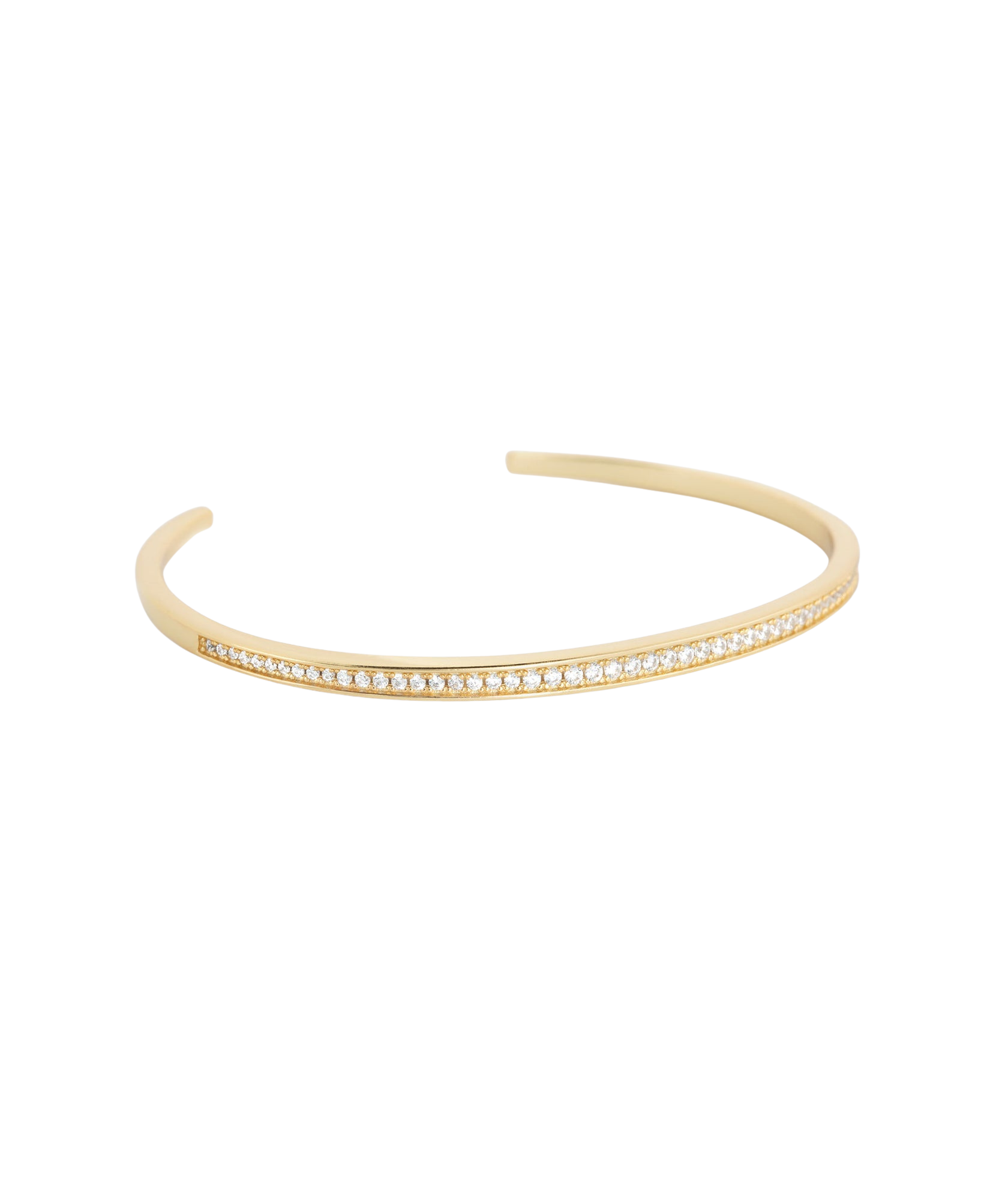 gold bracelet cuff with diamonds in the middle