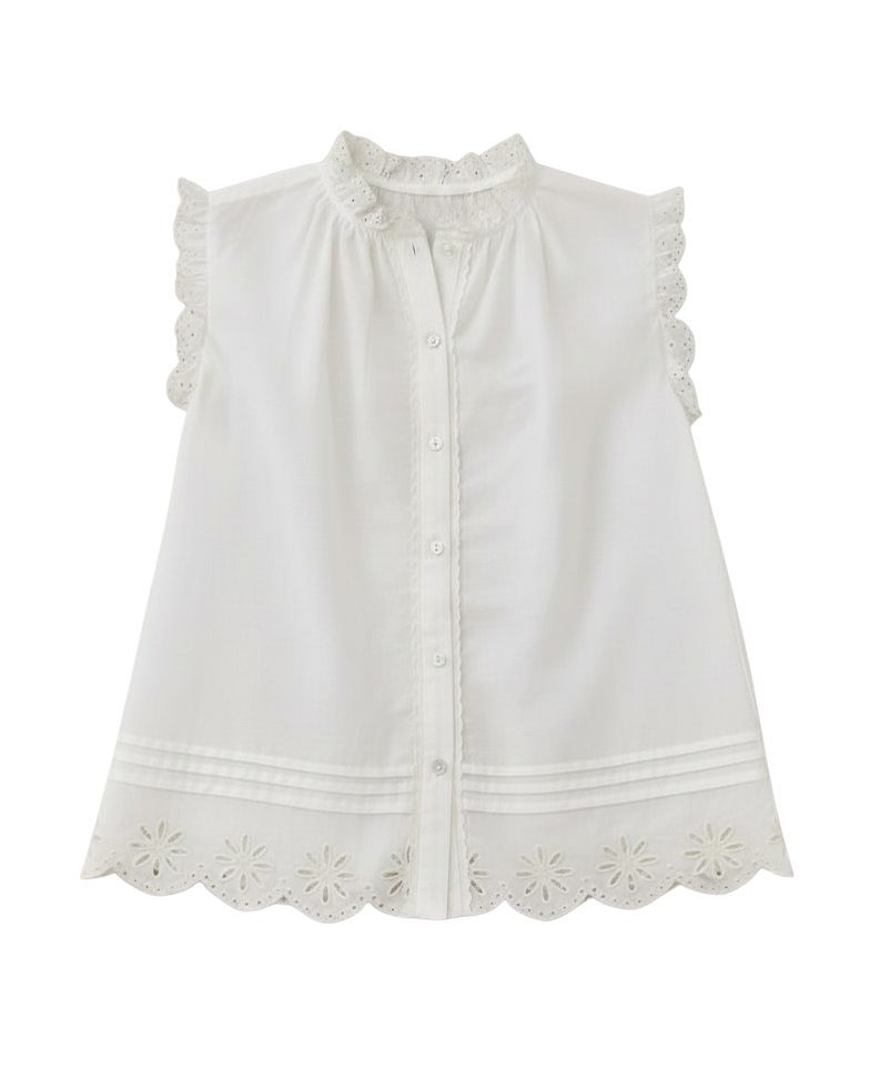 white sleeveless blouse