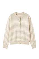 off white and beige striped cardigan