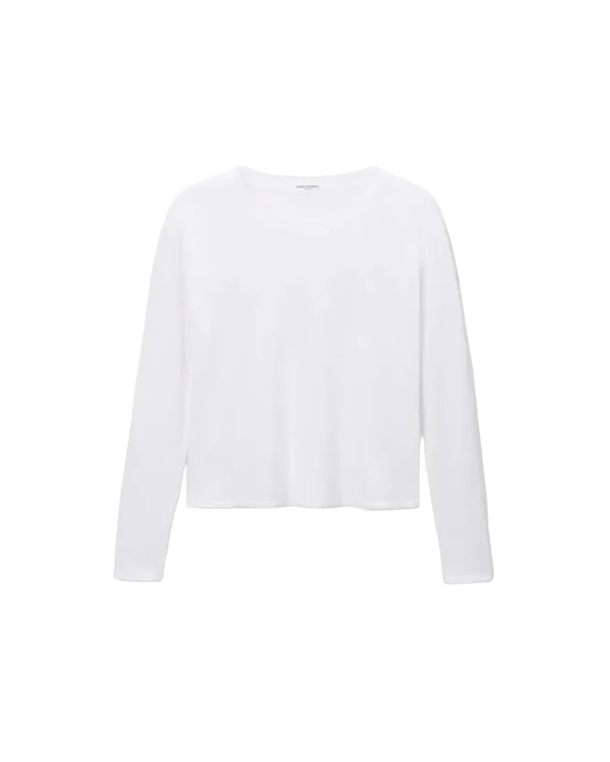long sleeve boxy tee in white