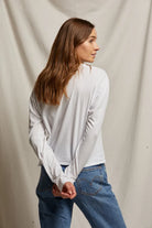 long sleeve boxy tee in white