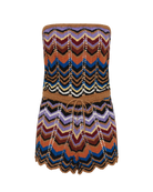 strapless romper with drawstring waist in multi colour stripes