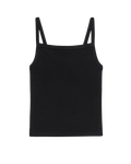 square neck rib tank top in black