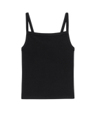 square neck rib tank top in black