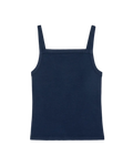 square neck rib tank top in navy