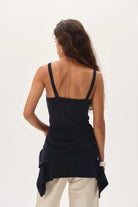 square neck rib tank top in navy