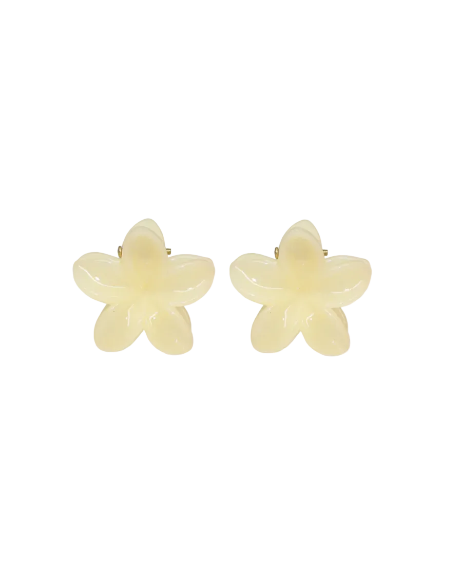 two mini flower claw clips in yellow